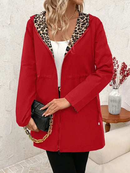 Veste à capuche zippée double face