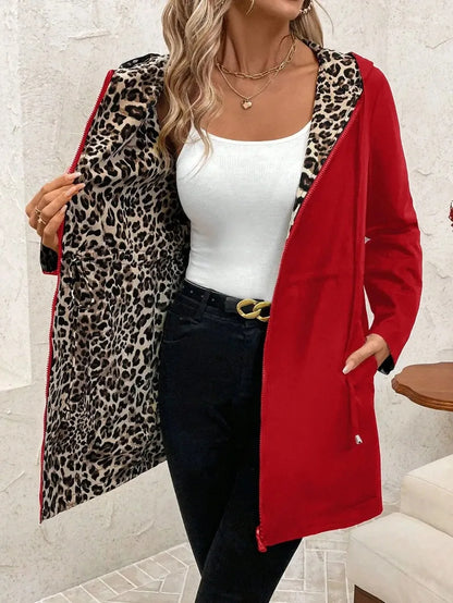 Veste à capuche zippée double face