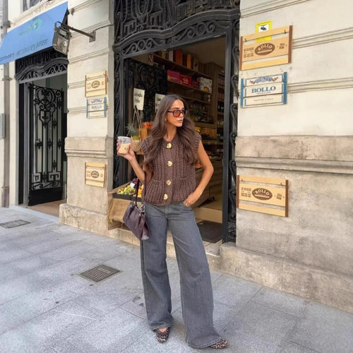 Gilet sans manches en grosse maille